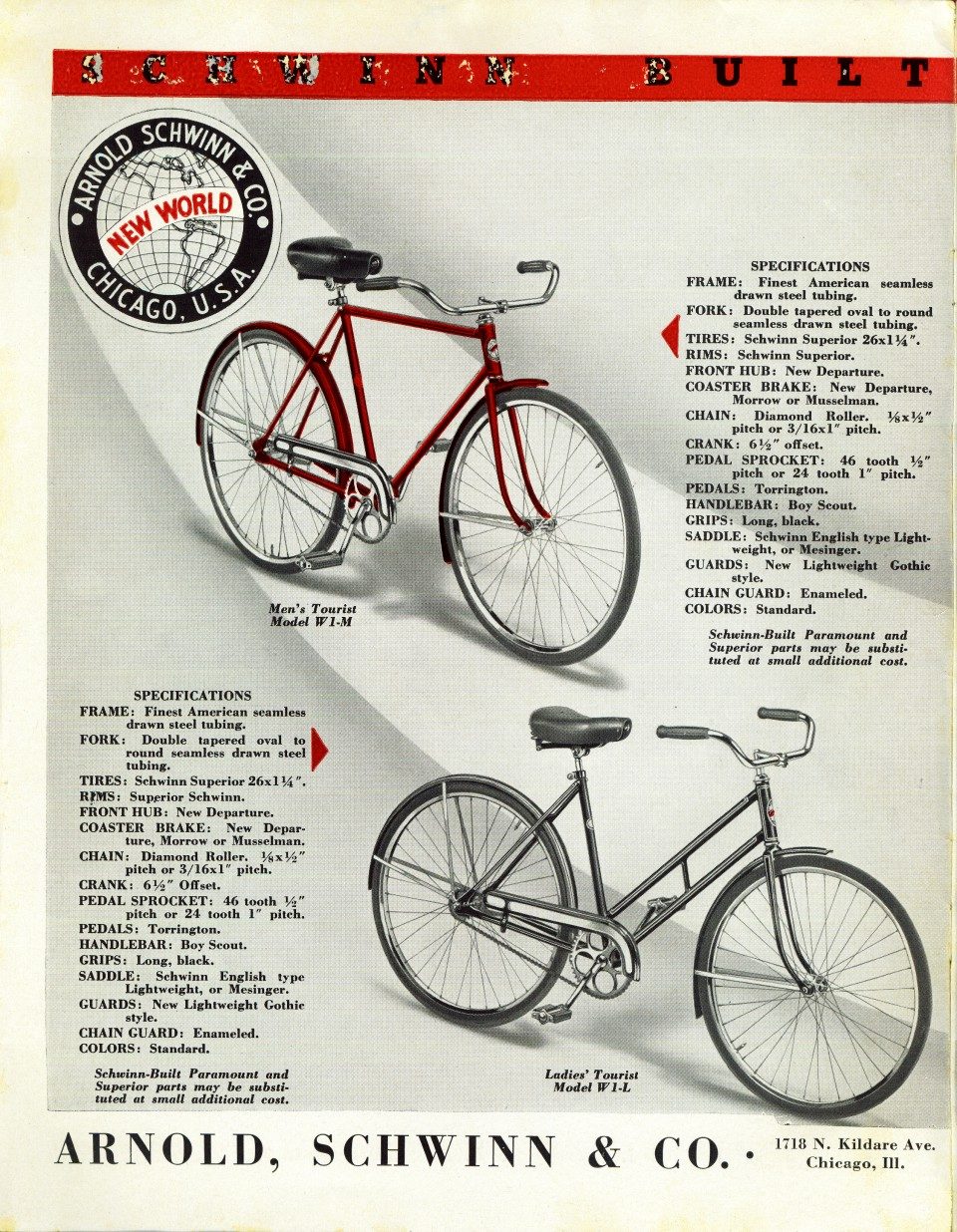 1948 Schwinn New World restored — manufacturer reference image, not the actual item