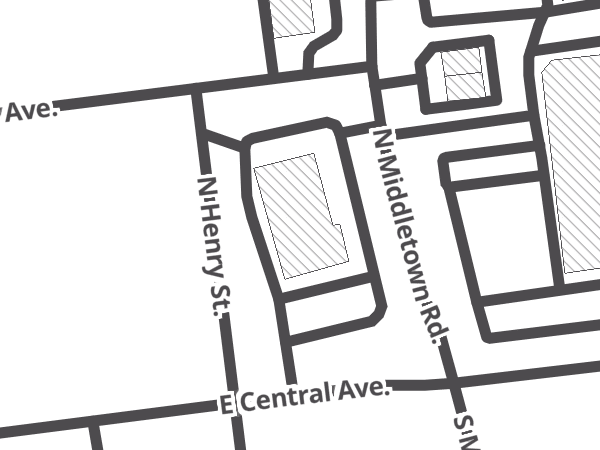 Map showing the approximate location of CVS