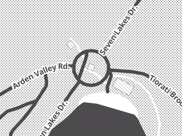 Map showing the approximate location of Lake Tiorati Beach