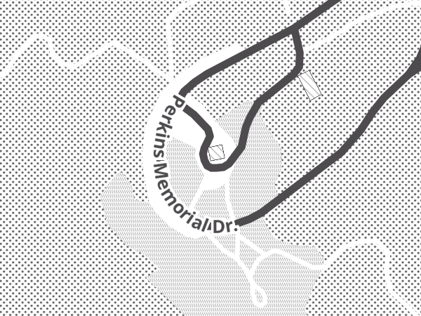 Map showing the approximate location of Perkins Memorial Tower